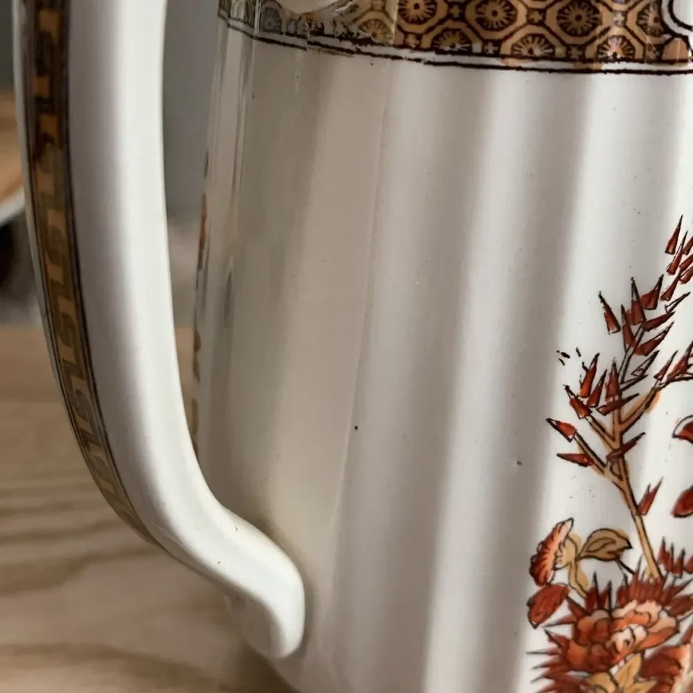 As Is Damaged Copeland Spode Indian Tree Small Pitcher Orange Floral Scallop - Picture 8 of 17